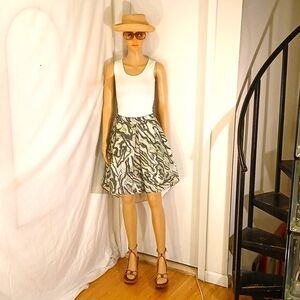 🔥 NWOT Bosha. B Green & White Camo High/Low Pleated Skirt.